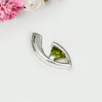 Minimalist Pendant With Peridot Gemstone in Fine Sterling Silver - Mohnaa Jewels