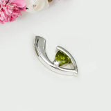 Minimalist Pendant With Peridot Gemstone in Fine Sterling Silver - Mohnaa Jewels