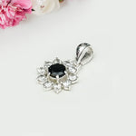 Mohnaa Flower Pendant With Black Onyx Gemstone In Fine Sterling Silver - Mohnaa Jewels