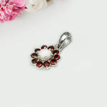 Mohnaa Flower Pendant With Garnet Gemstone In Fine Sterling Silver - Mohnaa Jewels