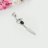 Feather Pendant With Kyanite Gemstone Handmade  In Solid Sterling Silver - Mohnaa Jewels