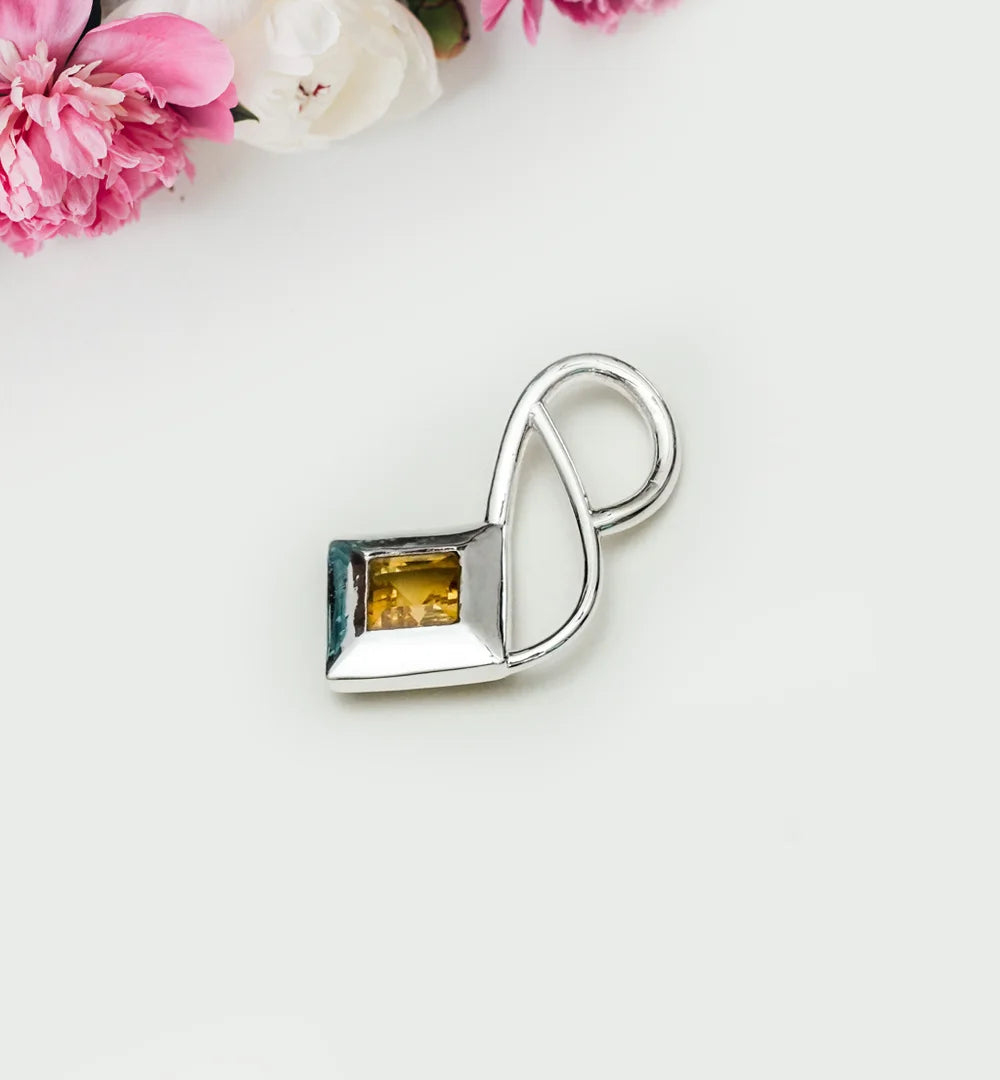 Designer Pendants With Citrine Gemstone In 925 Sterling Silver - Mohnaa Jewels